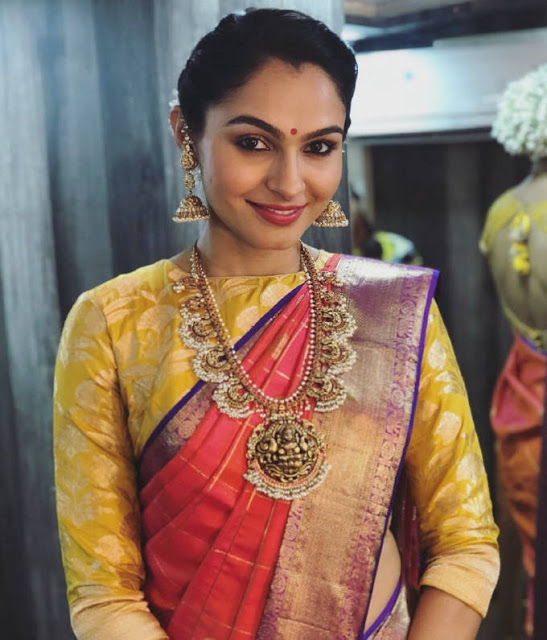 Tamil Actress Andrea Jeremiah Photos In Traditional Red Saree 7